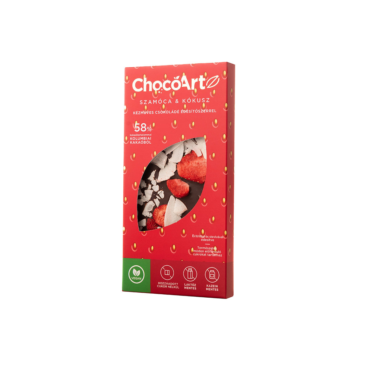 Szamóca & kókusz csokoládé kókusztejjel - 70g