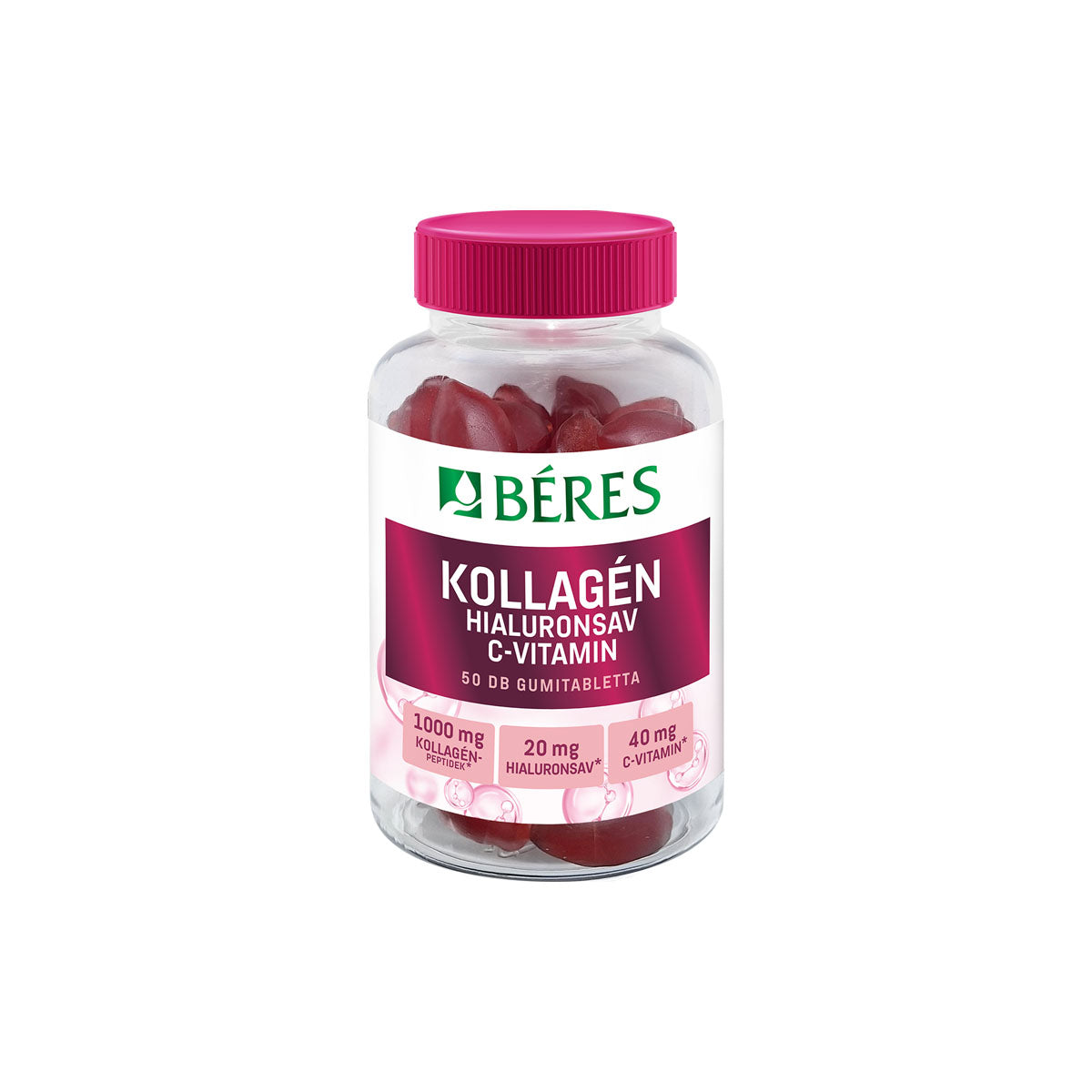 Béres Kollagén, Hialuronsav, C-vitamin cukormentes gumitabletta - 50 db