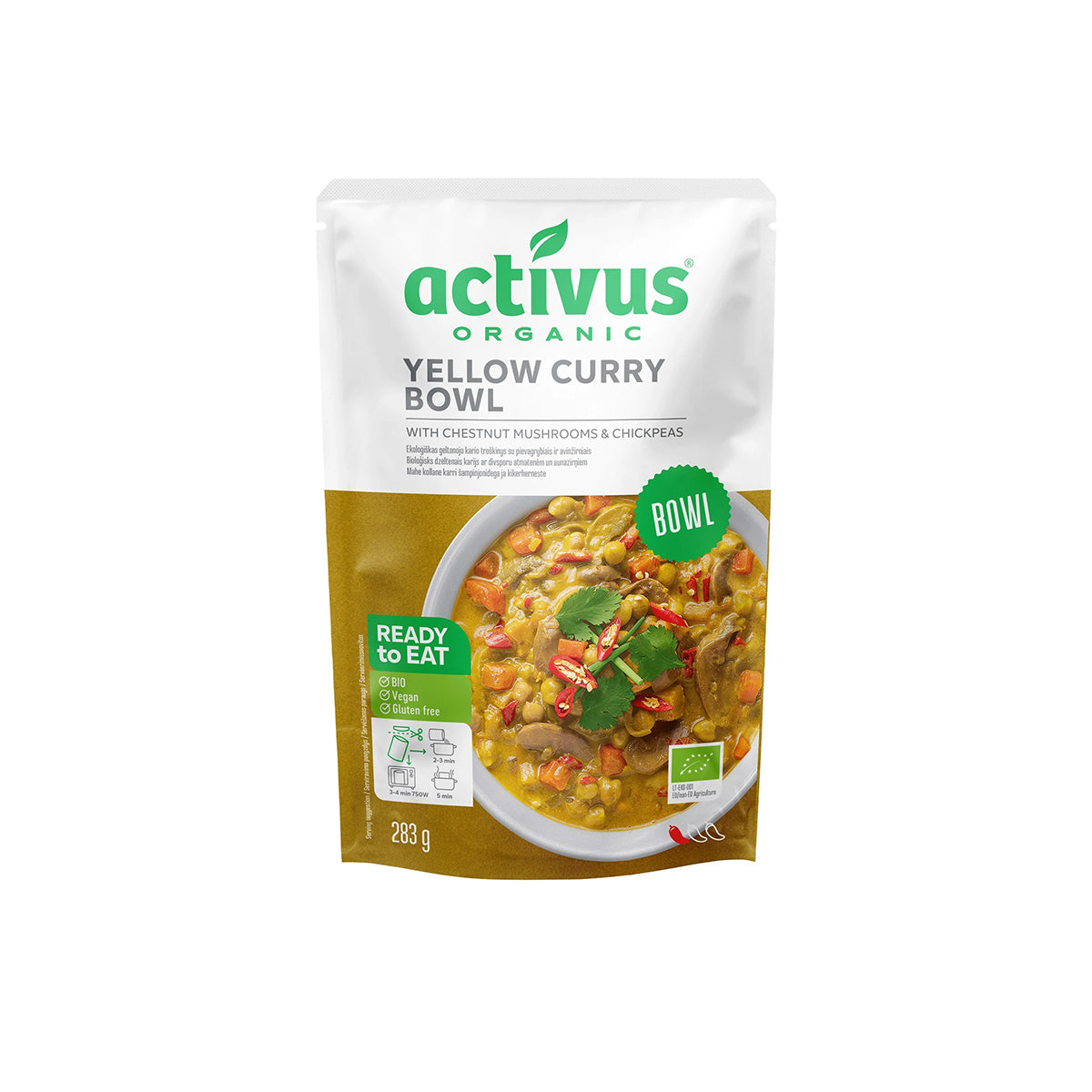 Sárga curry tál csiperke gombával és csicseriborsóval - bio - 283g