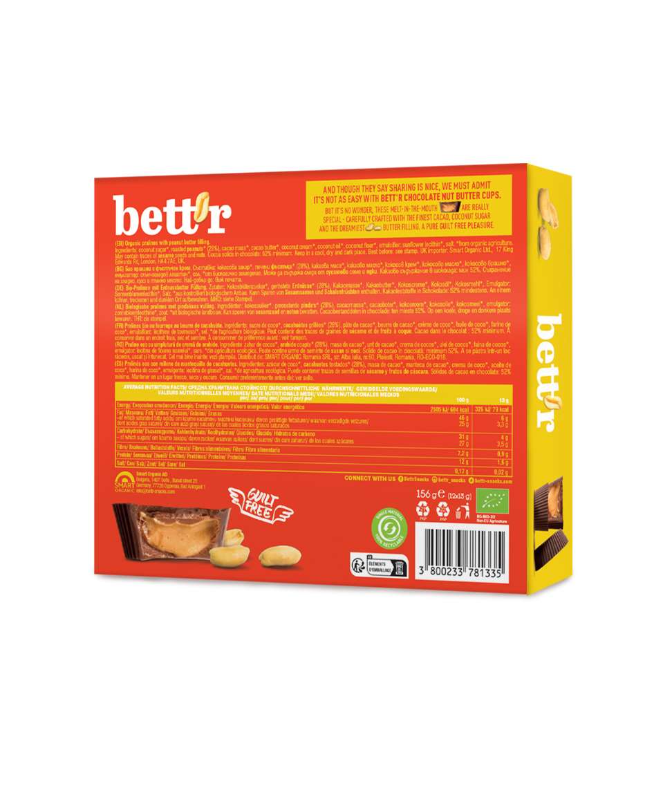 Praliné Mogyoróvajas töltelékkel - bio - 156g