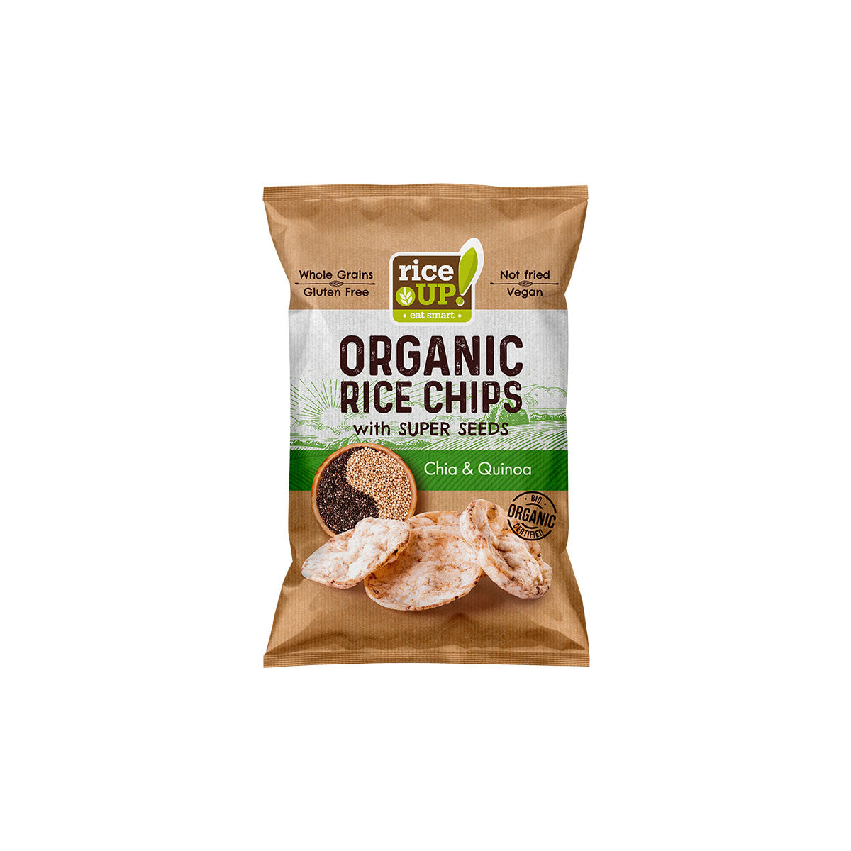 RICE UP Barna rizs chips chia-quinoa - 25g