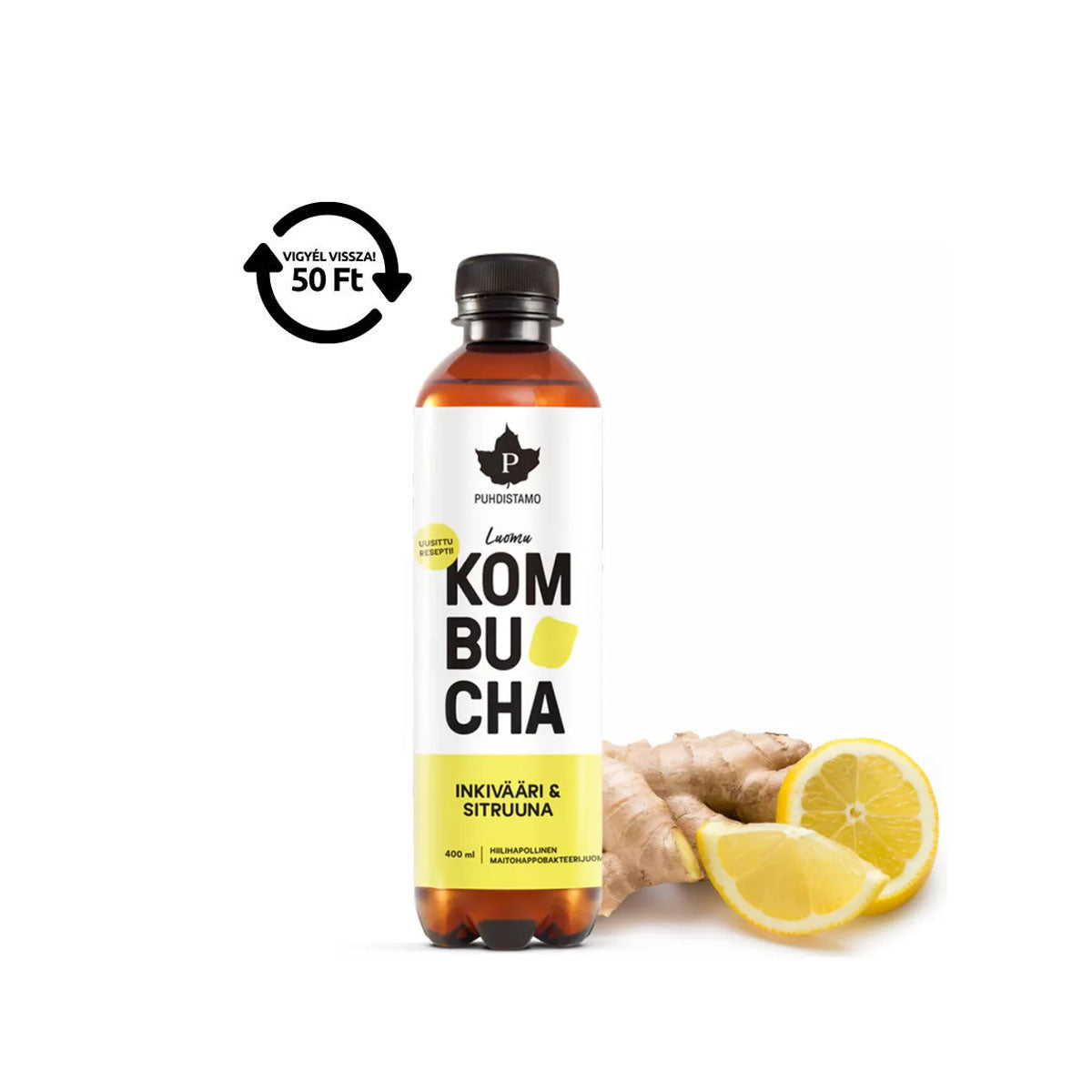 Kombucha Gyömbér-Citrom ízű - 400 ml DRS