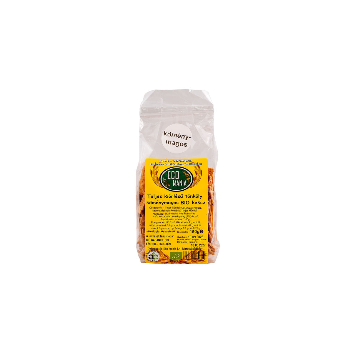 ECO Mania Telj. K.Tönk.Bio Keksz köménymagos - 150g