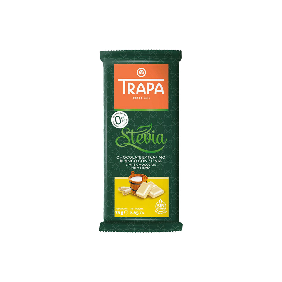 Trapa Fehér csokoládé tábla steviával - 75g